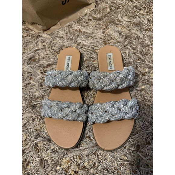 Steve Madden Dolay Sandals Silver Rhinestone Size 8.5 - Picture 2 of 4